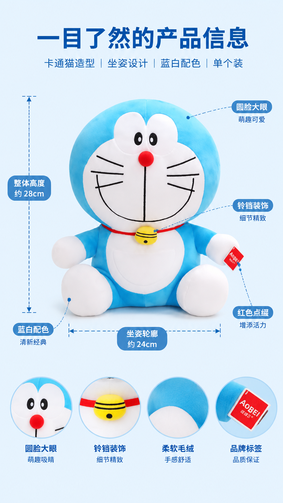 Temu公仔场景图怎么做？ - 尺寸/规格/参数图: 清晰说明外观信息与基础规格