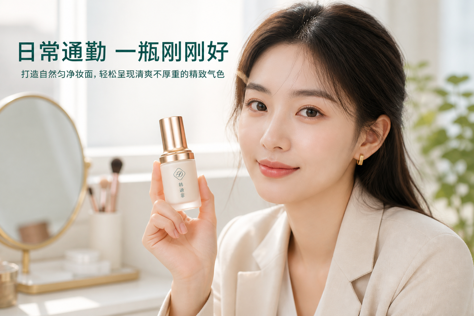 阿里国际站粉底液产品图怎么做？ - 美妆模特效果图: 展示真人妆效和使用效果