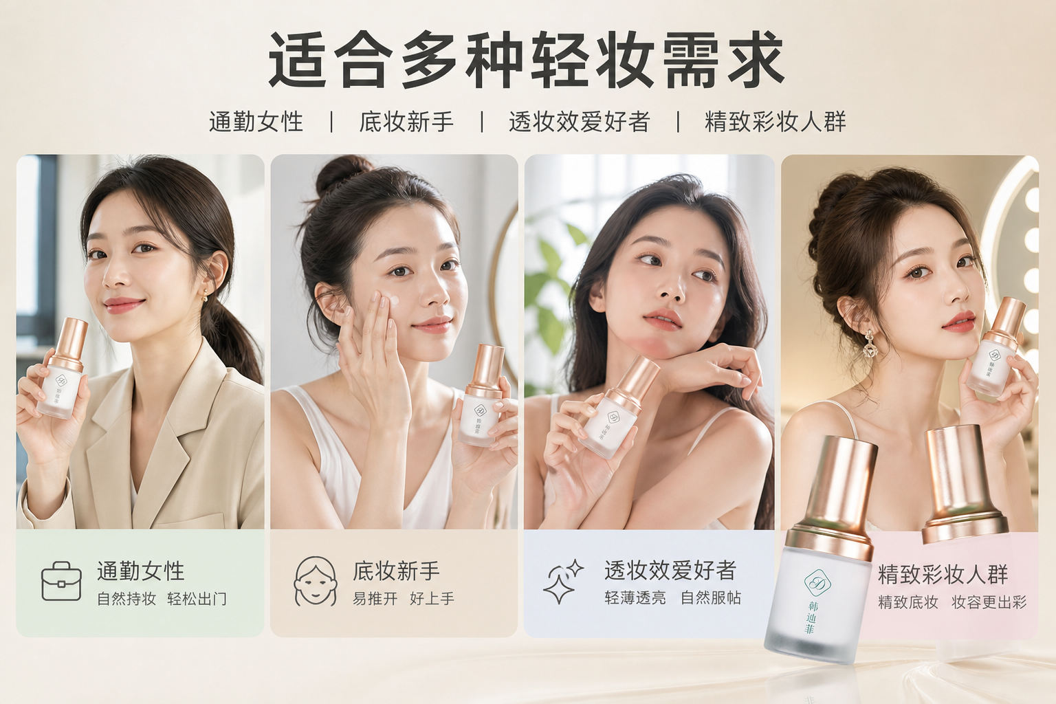 阿里国际站粉底液产品图怎么做？ - 适用人群图: 展示适用户